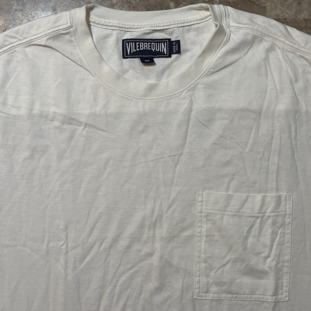 Vilebrequin Shirt Mens Medium White Short Sleeve Tee Pima Cotton Soft Beach